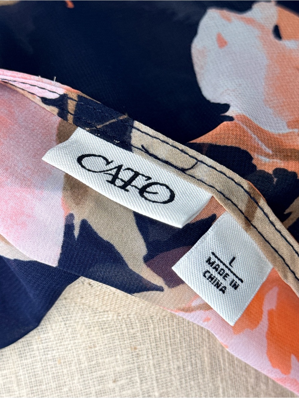 CATO Floral Sheer Maxi Romper Navy Pink Wide Leg Kimono Cover Up Large - Picture 9 of 9
